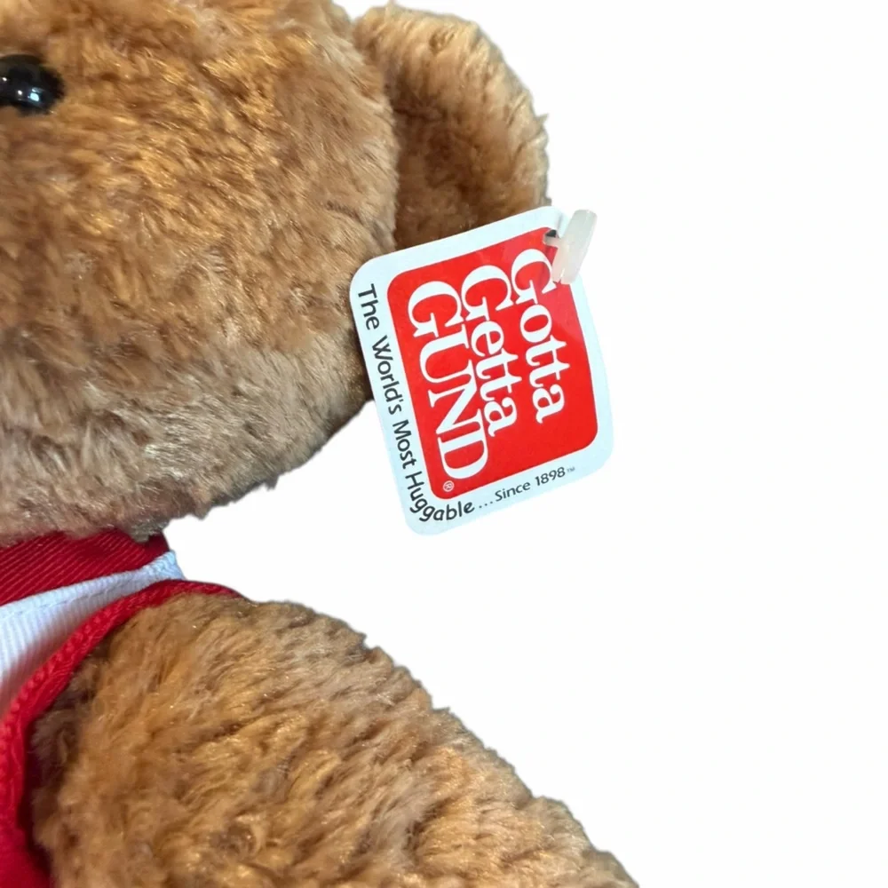 GUND “Brittany” Cheerleader Teddy Bear Plush 12” Red‎ White Pom Poms NWT